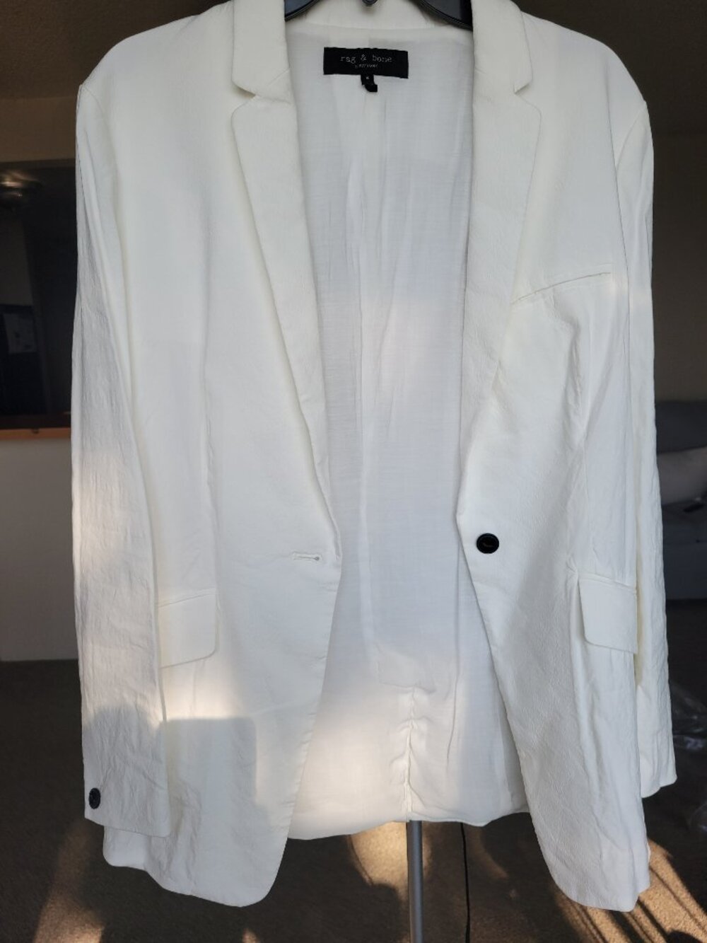 Rag & Bone Andre Linen Blend Blazer Slim Fit Blazer - White Size 8, Like New